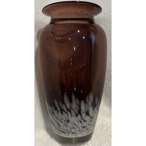 Vntg Glass Vase - Purple Plum & White - 11 1/2 x 7’ - Excellent Condition